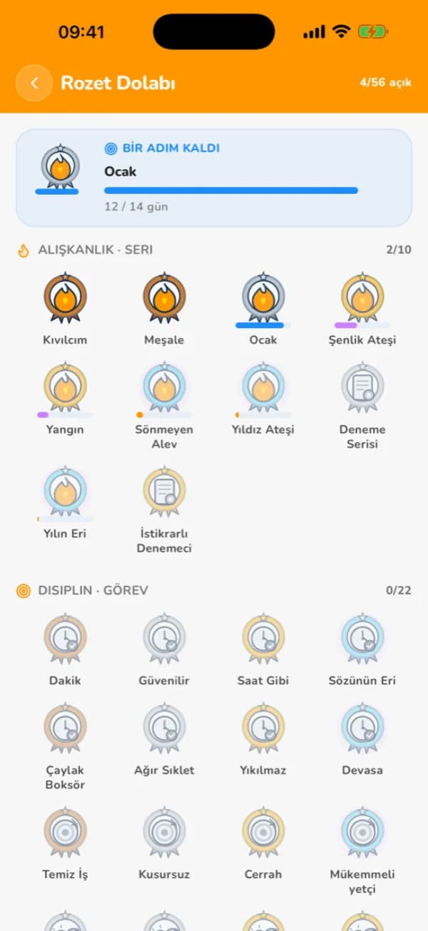 Efor uygulaması rozet duvarı ekranı